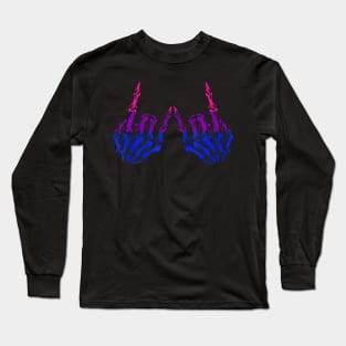 Skeleton  Hand LGBT-Q Cool Bisexual Pride Color Bi Flag Long Sleeve T-Shirt